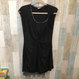 Anthropologie Dolan Silk Blend Dress Women's size M Gray & Ivory Asymmetrical